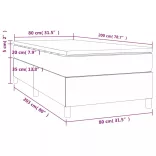 világosszürke bársony rugós ágy matraccal 80 x 200 cm
