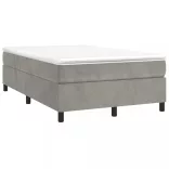 világosszürke bársony rugós ágy matraccal 120 x 200 cm