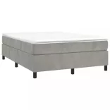 világosszürke bársony rugós ágy matraccal 140x190 cm