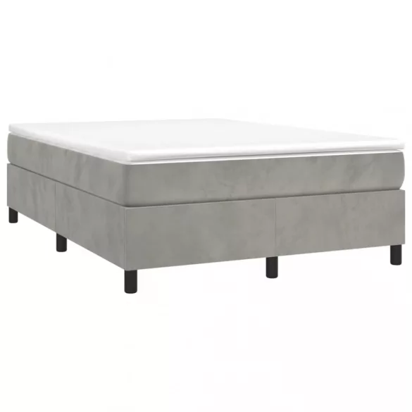 világosszürke bársony rugós ágy matraccal 140x190 cm