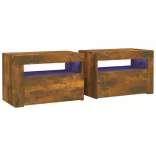 2 db füstös tölgy színű éjjeliszekrény LED-ekkel 60x35x40 cm