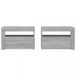 2 db szürke sonoma színű éjjeliszekrény LED-ekkel 60x35x40 cm