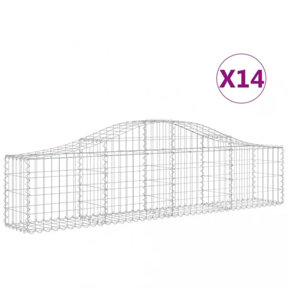 14 db íves horganyzott vas gabion kosár 200x30x40/60 cm