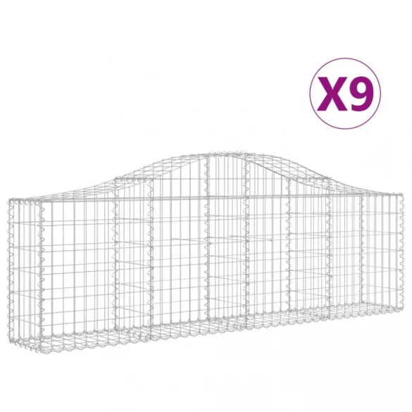9 db íves horganyzott vas gabion kosár 200x30x60/80 cm