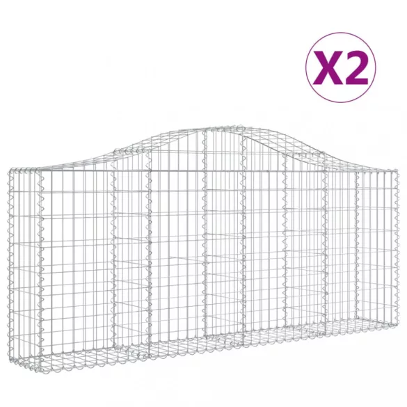 2 db íves horganyzott vas gabion kosár 200x30x80/100 cm