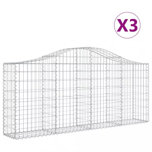 3 db íves horganyzott vas gabion kosár 200x30x80/100 cm