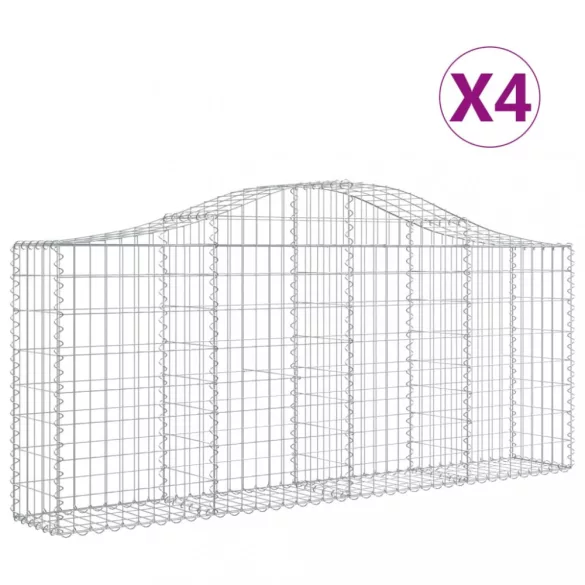 4 db íves horganyzott vas gabion kosár 200x30x80/100 cm