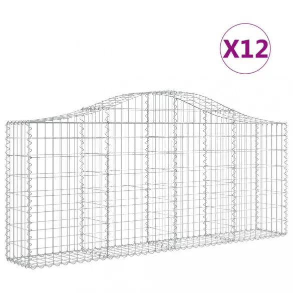 12 db íves horganyzott vas gabion kosár 200x30x80/100 cm