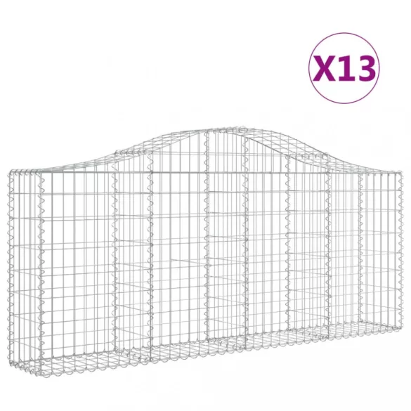 13 db íves horganyzott vas gabion kosár 200x30x80/100 cm