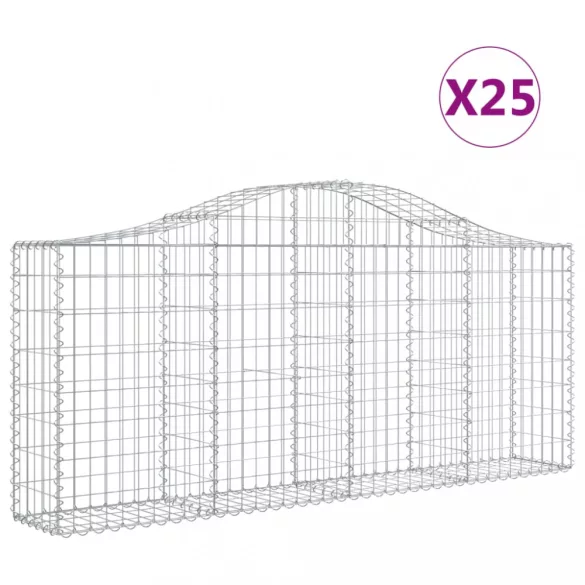 25 db íves horganyzott vas gabion kosár 200x30x80/100 cm