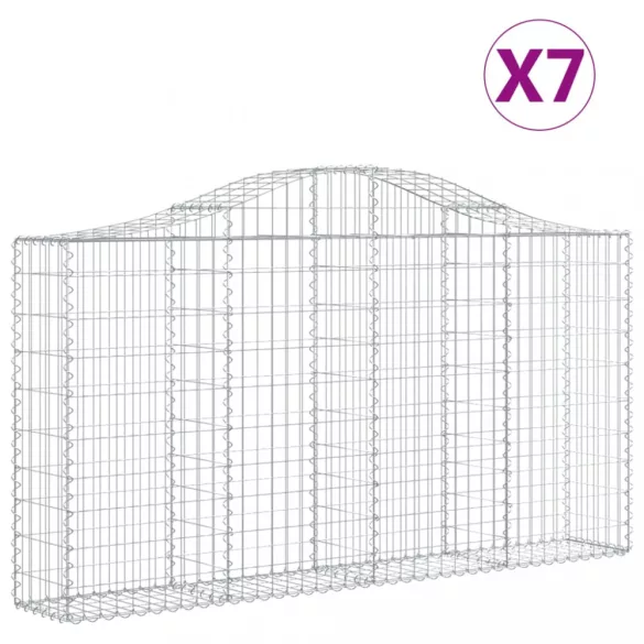 7 db íves horganyzott vas gabion kosár 200x30x100/120 cm