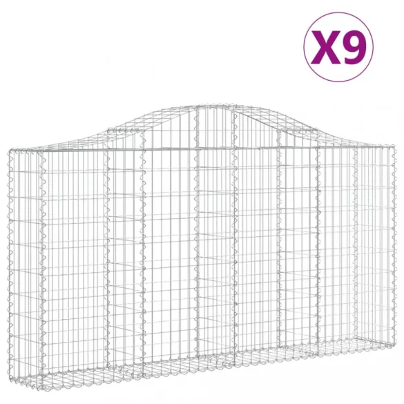 9 db íves horganyzott vas gabion kosár 200x30x100/120 cm
