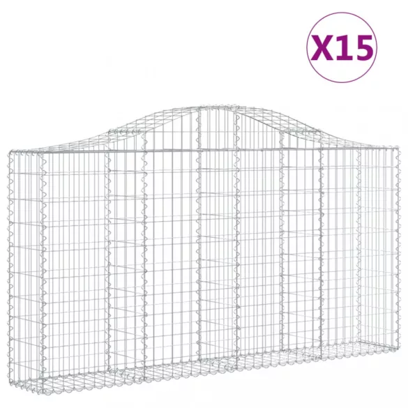 15 db íves horganyzott vas gabion kosár 200x30x100/120 cm