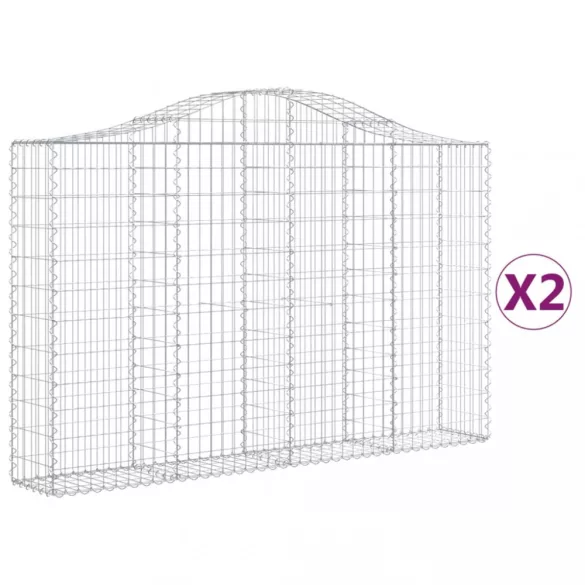 2 db íves horganyzott vas gabion kosár 200x30x120/140 cm