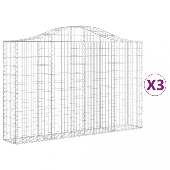 3 db íves horganyzott vas gabion kosár 200x30x120/140 cm