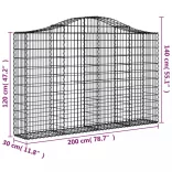 3 db íves horganyzott vas gabion kosár 200x30x120/140 cm