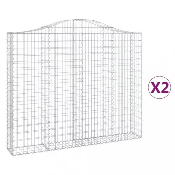 2 db íves horganyzott vas gabion kosár 200x30x160/180 cm