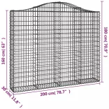 2 db íves horganyzott vas gabion kosár 200x30x160/180 cm