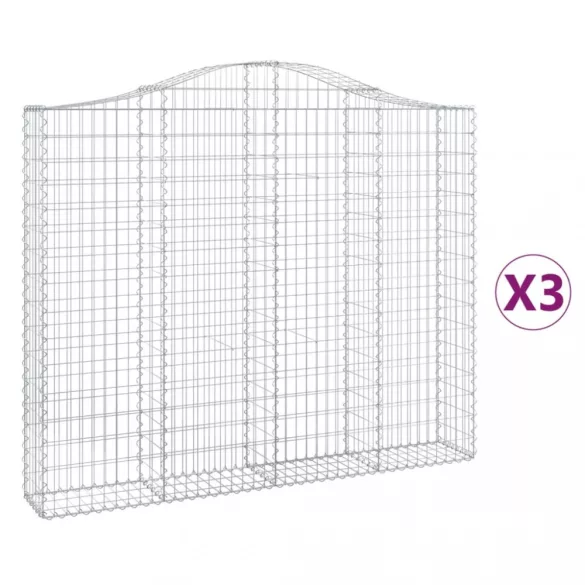 3 db íves horganyzott vas gabion kosár 200x30x160/180 cm
