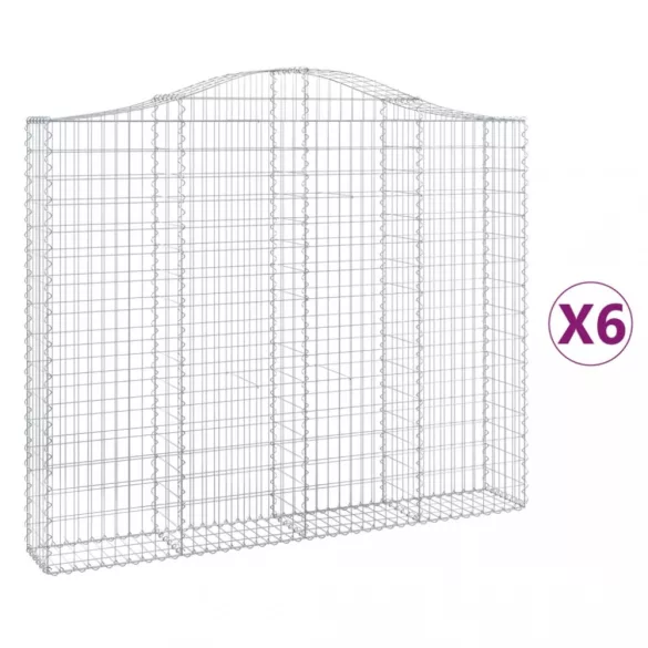6 db íves horganyzott vas gabion kosár 200x30x160/180 cm