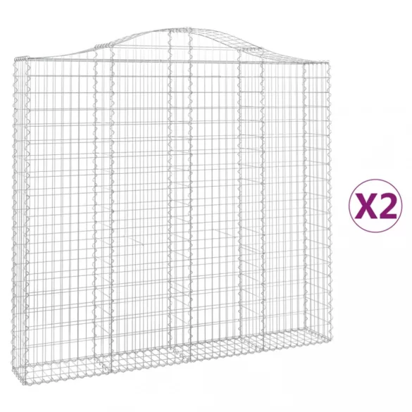 2 db íves horganyzott vas gabion kosár 200x30x180/200 cm
