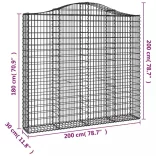 2 db íves horganyzott vas gabion kosár 200x30x180/200 cm