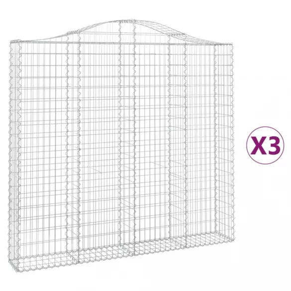 3 db íves horganyzott vas gabion kosár 200x30x180/200 cm
