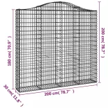 3 db íves horganyzott vas gabion kosár 200x30x180/200 cm