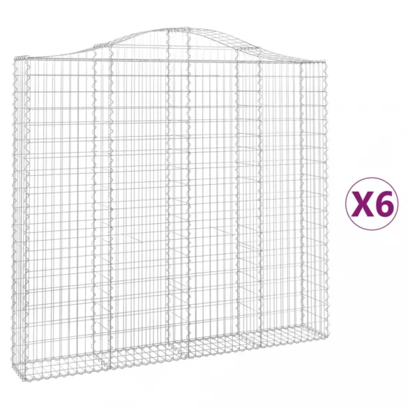 6 db íves horganyzott vas gabion kosár 200x30x180/200 cm