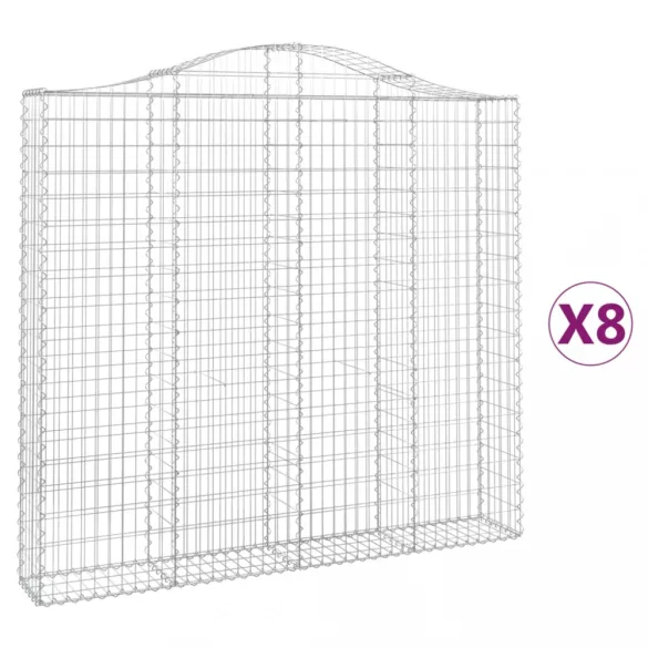 8 db íves horganyzott vas gabion kosár 200x30x180/200 cm