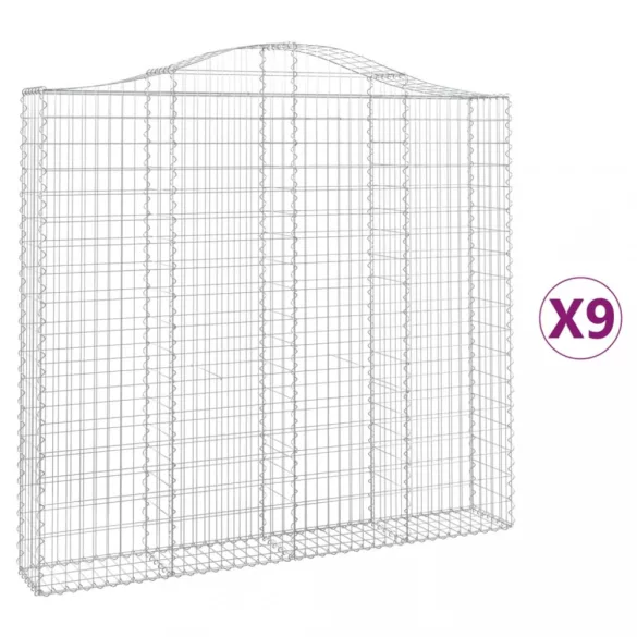 9 db íves horganyzott vas gabion kosár 200x30x180/200 cm
