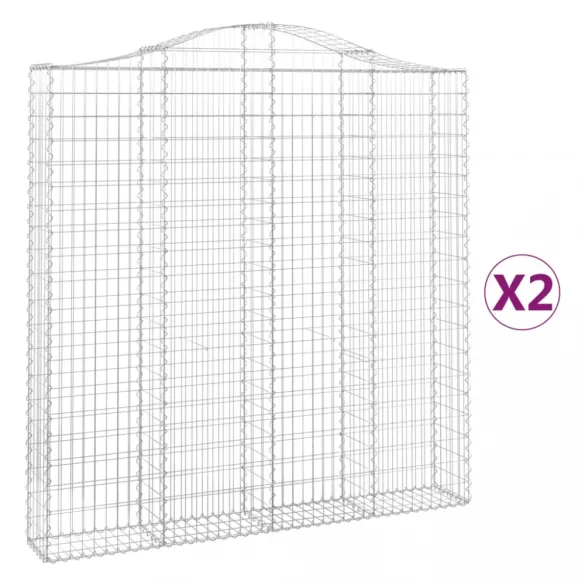 2 db íves horganyzott vas gabion kosár 200 x 30 x 200/220 cm