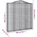 2 db íves horganyzott vas gabion kosár 200 x 30 x 200/220 cm