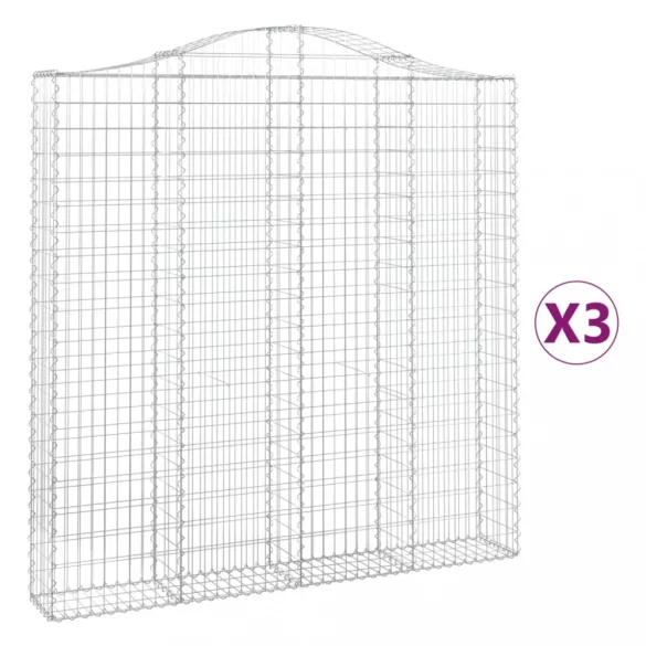 3 db íves horganyzott vas gabion kosár 200 x 30 x 200/220 cm