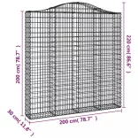 4 db íves horganyzott vas gabion kosár 200x30x200/220 cm