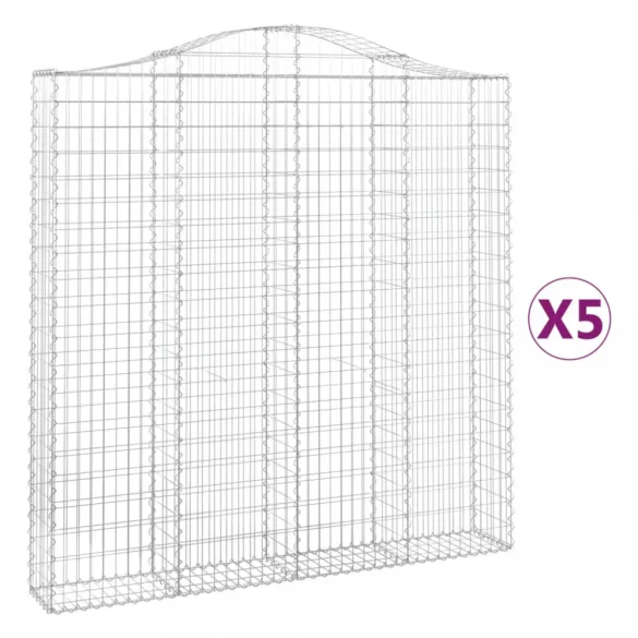 5 db íves horganyzott vas gabion kosár 200x30x200/220 cm