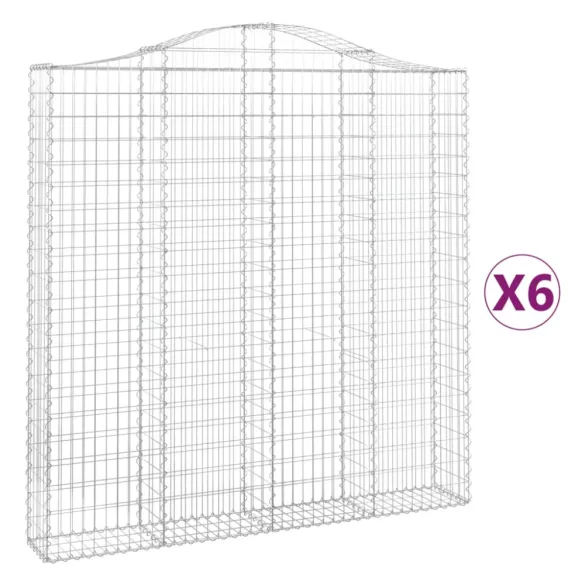 6 db íves horganyzott vas gabion kosár 200x30x200/220 cm