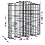 6 db íves horganyzott vas gabion kosár 200x30x200/220 cm