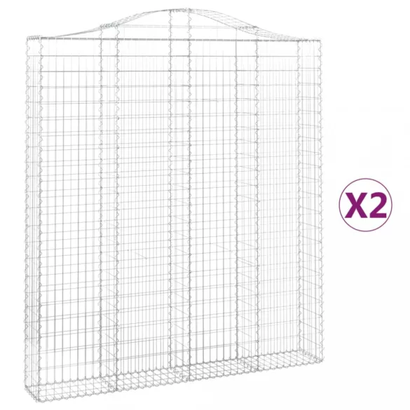 2 db íves horganyzott vas gabion kosár 200x30x220/240 cm