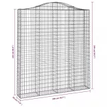 2 db íves horganyzott vas gabion kosár 200x30x220/240 cm