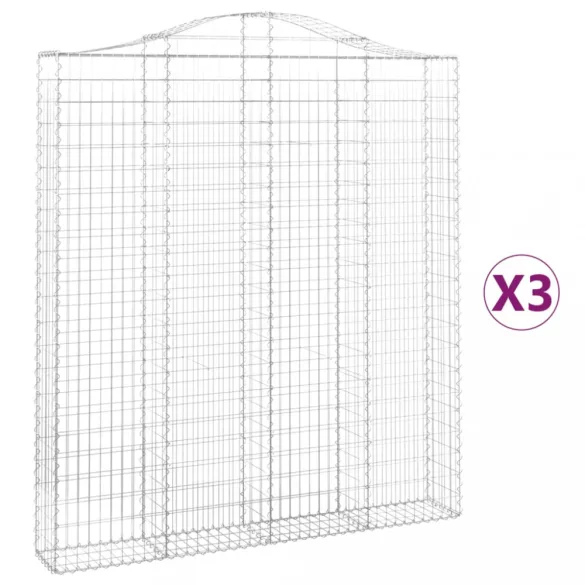 3 db íves horganyzott vas gabion kosár 200x30x220/240 cm