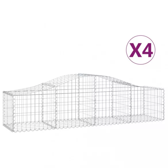 4 db íves horganyzott vas gabion kosár 200x50x40/60 cm