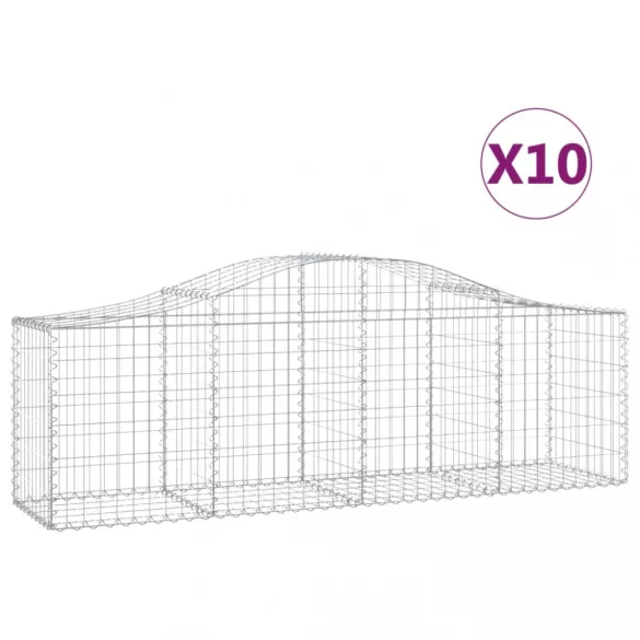 10 db íves horganyzott vas gabion kosár 200x50x60/80 cm