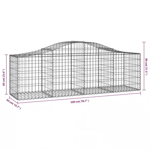 13 db íves horganyzott vas gabion kosár 200x50x60/80 cm