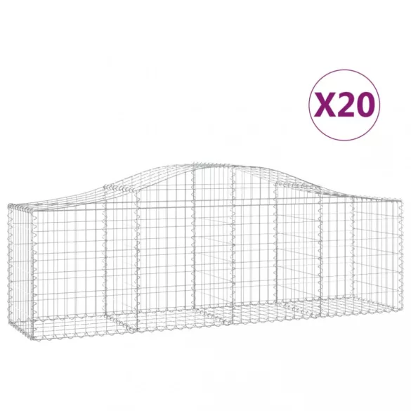 20 db íves horganyzott vas gabion kosár 200x50x60/80 cm