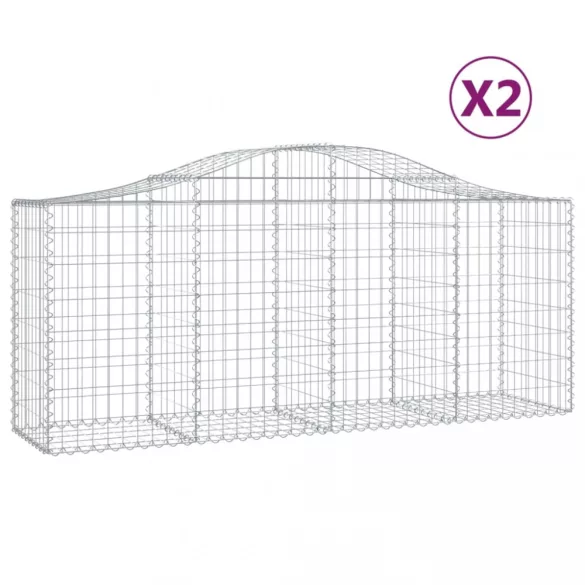2 db íves horganyzott vas gabion kosár 200x50x80/100 cm