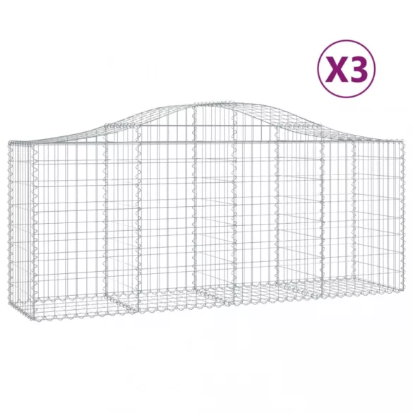3 db íves horganyzott vas gabion kosár 200x50x80/100 cm