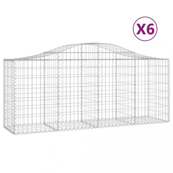 6 db íves horganyzott vas gabion kosár 200x50x80/100 cm