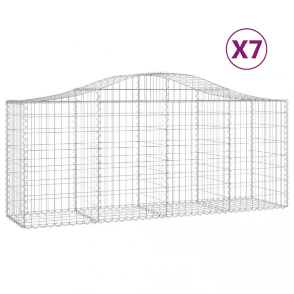 7 db íves horganyzott vas gabion kosár 200x50x80/100 cm