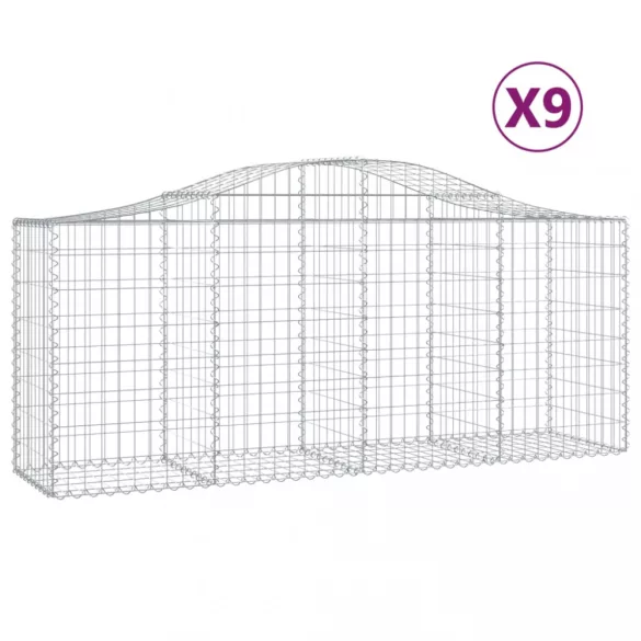 9 db íves horganyzott vas gabion kosár 200x50x80/100 cm